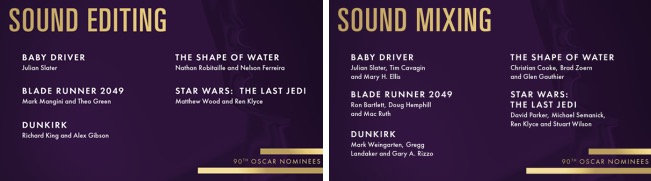 best sound mixing oscar nominees